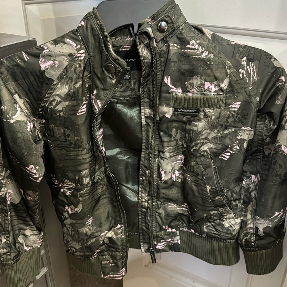 Boys Members Only jacket. Green and pink in color, size 5/6.